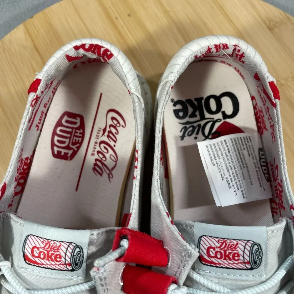 NWT Hey Dude Wendy Diet Coke Womens Size 6 Shoes Slip-on Loafers Grey/Red - Picture 14 of 16